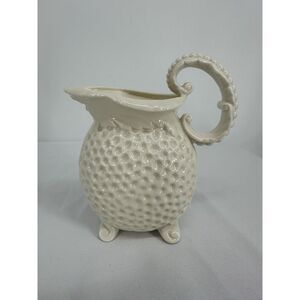 LENOX :: Vtg 7 1/2"‎ HANDLED PITCHER Dimpled Textured Mask Spout Black Mark USA
